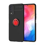 Nevarium Vivo Y20 Uyumlu Kılıf Yüzüklü Silikon Range - Siyah-Kırmızı