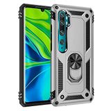 Nevarium Xiaomi Mi Note 10 Lite Uyumlu Kılıf Tank Yüzüklü Silikon Kapak - Gümüş