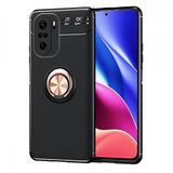 Nevarium Xiaomi Poco F3 Uyumlu Kılıf Yüzüklü Silikon Range - Siyah-Gold