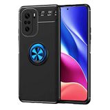 Nevarium Xiaomi Poco F3 Uyumlu Kılıf Yüzüklü Silikon Range - Siyah-Mavi