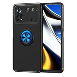 Nevarium Xiaomi Poco M4 Pro 4G Uyumlu Kılıf Yüzüklü Silikon Range - Siyah-Mavi