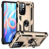 Nevarium Xiaomi Poco M4 Pro 5G Uyumlu Kılıf Tank Yüzüklü Yüksek Korumalı Silikon - Gold