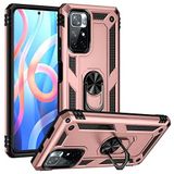 Nevarium Xiaomi Poco M4 Pro 5G Uyumlu Kılıf Tank Yüzüklü Yüksek Korumalı Silikon - Rose Gold