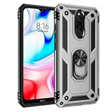Nevarium Xiaomi Redmi 8A Uyumlu Kılıf Tank Yüzüklü Silikon Kapak - Gümüş