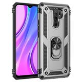 Nevarium Xiaomi Redmi 9 Uyumlu Kılıf Tank Yüzüklü Silikon Kapak - Gümüş