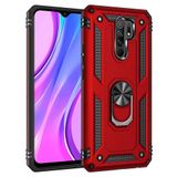 Nevarium Xiaomi Redmi 9 Uyumlu Kılıf Tank Yüzüklü Silikon Kapak - Kırmızı
