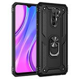 Nevarium Xiaomi Redmi 9 Uyumlu Kılıf Tank Yüzüklü Silikon Kapak - Siyah