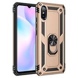 Nevarium Xiaomi Redmi 9A Uyumlu Kılıf Tank Yüzüklü Silikon Kapak - Gold