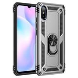 Nevarium Xiaomi Redmi 9A Uyumlu Kılıf Tank Yüzüklü Silikon Kapak - Gümüş