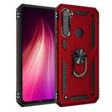 Nevarium Xiaomi Redmi Note 8 Uyumlu Kılıf Tank Yüzüklü Silikon Kapak - Kırmızı