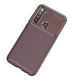 Nevarium Xiaomi Redmi Note 8T Uyumlu Kılıf Karbon Dokulu Silikon - Kahverengi