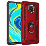 Nevarium Xiaomi Redmi Note 9 Pro Uyumlu Kılıf Tank Yüzüklü Silikon Kapak - Kırmızı