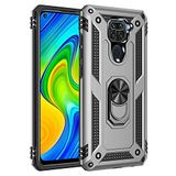 Nevarium Xiaomi Redmi Note 9 Uyumlu Kılıf Tank Yüzüklü Silikon Kapak - Gümüş