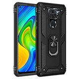 Nevarium Xiaomi Redmi Note 9 Uyumlu Kılıf Tank Yüzüklü Silikon Kapak - Siyah