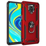 Nevarium Xiaomi Redmi Note 9S Uyumlu Kılıf Tank Yüzüklü Silikon Kapak - Kırmızı