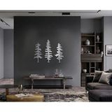 Nevatextile Çam Ağaçları Metal Duvar Sanatı, 3 Adet Büyük Çam Ağacı Duvar Dekoru, Dikey Metal Duvar Heykeli (Gümüş, 52"x47.7" / 132x121 cm)