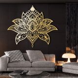 NEVATEXTILE Metal Duvar Dekoru Büyük Hayat Ağacı (ALTIN, 45 x 60 cm, Mandala Lotus)