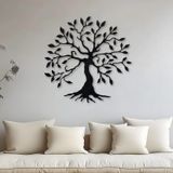 Nevatextile Yuvarlak Metal Zeytin Hayat Ağacı, Ofis Ev Dekorasyonu, Mutfak Yemek Odası Yatak Odası Oturma Odası için Duvar Dekoru (99 x 99 cm)