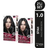 Nevaton 2 X 2'Li Set 1.0 Siyah Kalıcı Krem Saç Boyası Seti (4 Boya + 4 Oksidan)