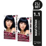 Nevaton 2 X 2'Li Set 1.1 Mavi Siyah Kalıcı Krem Saç Boyası Seti (4 Boya + 4 Oksidan)