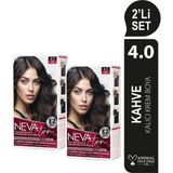 Nevaton 2 X 2'Li Set 4.0 Kahve Kalıcı Krem Saç Boyası Seti (4 Boya + 4 Oksidan)