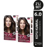 Nevaton 2 X 2'Li Set 6.0 Koyu Kumral Kalıcı Krem Saç Boyası Seti (4 Boya + 4 Oksidan)