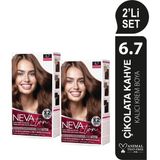 Nevaton 2 X 2'Li Set 6.7 Çikolata Kahve Kalıcı Krem Saç Boyası Seti (4 Boya + 4 Oksidan)