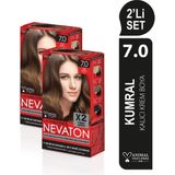 Nevaton 2 X 2'Li Set 7.0 Kumral Kalıcı Krem Saç Boyası Seti (4 Boya + 4 Oksidan)
