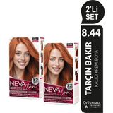 Nevaton 2 X 2'Li Set 8.44 Tarçın Bakır Kalıcı Krem Saç Boyası Seti (4 Boya + 4 Oksidan)