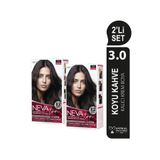 Nevaton 2'Lİ SET 3.0 KOYU KAHVE Kalıcı Krem Saç Boyası Seti (4 boya + 4 oksidan)