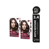 Nevaton 2'Lİ SET 3.4 KOYU KESTANE Kalıcı Krem Saç Boyası Seti (4 boya + 4 oksidan)