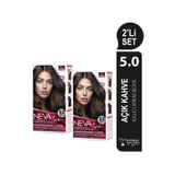 Nevaton 2'Lİ SET 5.0 AÇIK KAHVE Kalıcı Krem Saç Boyası Seti (4 boya + 4 oksidan)