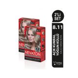 Nevaton 2'Lİ SET 8.11 AÇIK KUMRAL YOĞUN KÜLLÜ Kalıcı Krem Saç Boyası Seti (4 boya + 4 oksidan)
