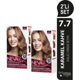 Nevaton 7.7 Karamel Kahve Kalıcı Krem Saç Boyası Tüm Saçlar İçin Renk Yoğunlaştırıcı Set