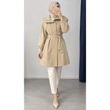 Nevayla Moda Kuşaklı Fermuarlı Mevsimlik Trençkot - Bej / M0116 - 38
