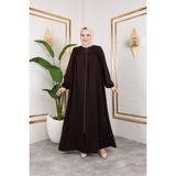 Nevayla Moda Ön ve Arka Robalı Ferace - Siyah / F0142 - 50 - Acı Kahve