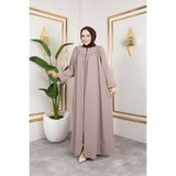Nevayla Moda Ön ve Arka Robalı Ferace - Siyah / F0142 - 50 - Bej