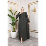 Nevayla Moda Ön ve Arka Robalı Ferace - Siyah / F0142 - 52 - Haki