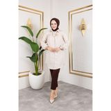 Nevayla Moda Önü Büzgülü Bilek Lastikli Tunik - Bej / Ü104 - 46