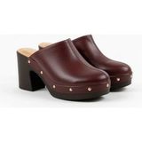 NE&VE SHOES Bordo Deri Hafif Tabanlı Kadın Takunya Terlik