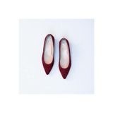 NE&VE SHOES Bordo Süet Hakiki Deri Sivri Burun Şık Ve Rahat Günlük BabeT