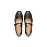 Ne&Ve Shoes Deri Biye Örgü Detaylı Tokalı Kadın Babet - Siyah