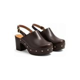 Ne&Ve Shoes Deri Hafif Tabanlı Tokalı Kadın Takunya Sandalet - Kahve