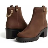 Ne&Ve Shoes Kadın Kalın Topuklu Bot Kahve Kadife Deri Günlük Kullanım İçin Şık Tasarım NV2025312