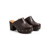 NE&VE SHOES Kahve Deri Hafif Tabanlı Kadın Takunya Terlik