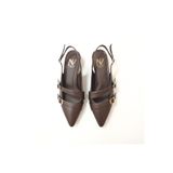 NE&VE SHOES Kahve Deri Üç Tokalı Kadın Sivri Burun Babet