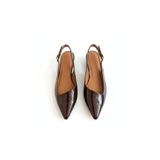 NE&VE SHOES Kahve Rugan Sivri Burun Tokalı Kadın Babet