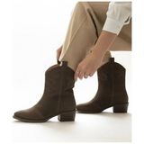 NE&VE SHOES Kahve Süet Deri Kadın Western Bot