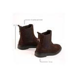 NE&VE SHOES Kahve Süet Hakiki Deri İki Yandan Lastikli Gold Aksesuarlı Kadın Chelsea Bot