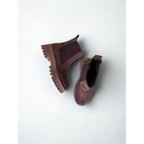 NE&VE SHOES Kahve Süet Kadın Chelsea Bot Blok Topuk Lastikli Model NV2025238